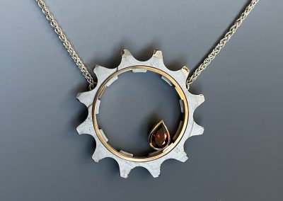 Zircon & Bicycle COG Necklace