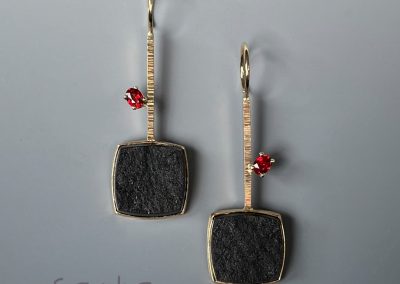 Black Jade and Ruby (syn) Earrings