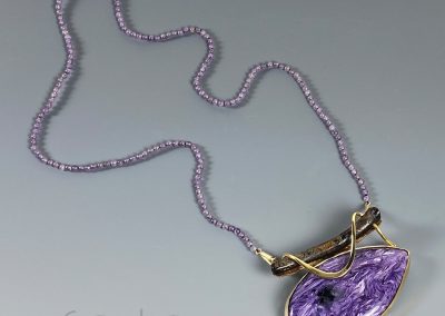 Charoite & Black Coral Pin/Pendant