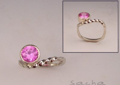 Pink Sapphire Square Ring