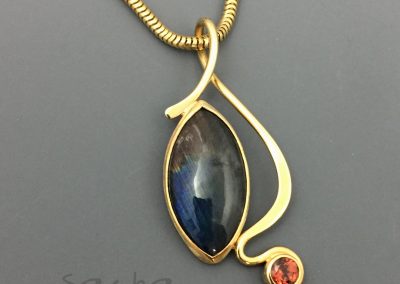 Labradorite & Garnet Pendant