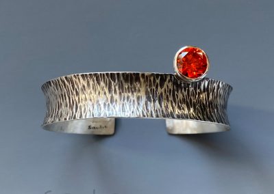 Silver Bracelet with Orange CZ